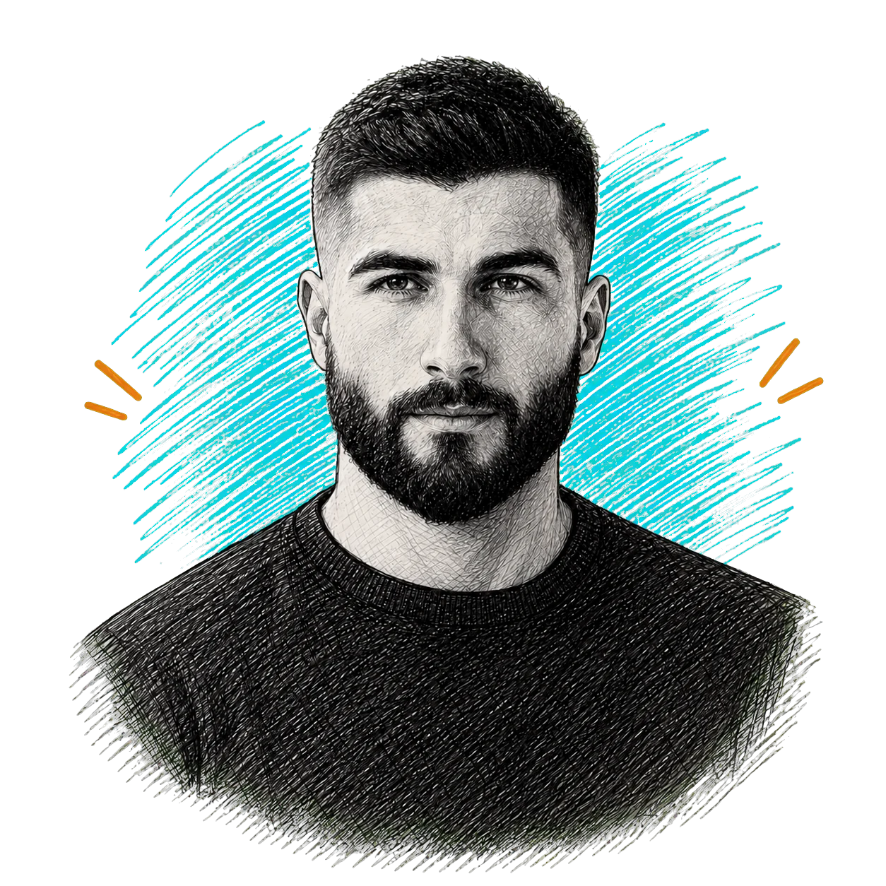 An illustrated portrait of Hovhannes Hovhannisyan